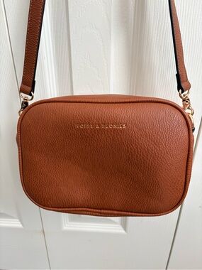 Poppy & Peonies Chestnut Brown Pebbled Leather Crossbody